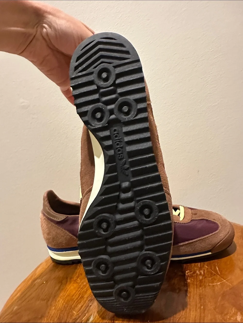 adidas Burgundy and Yellow Retro Runner Sneakers - Picture 3 of 7